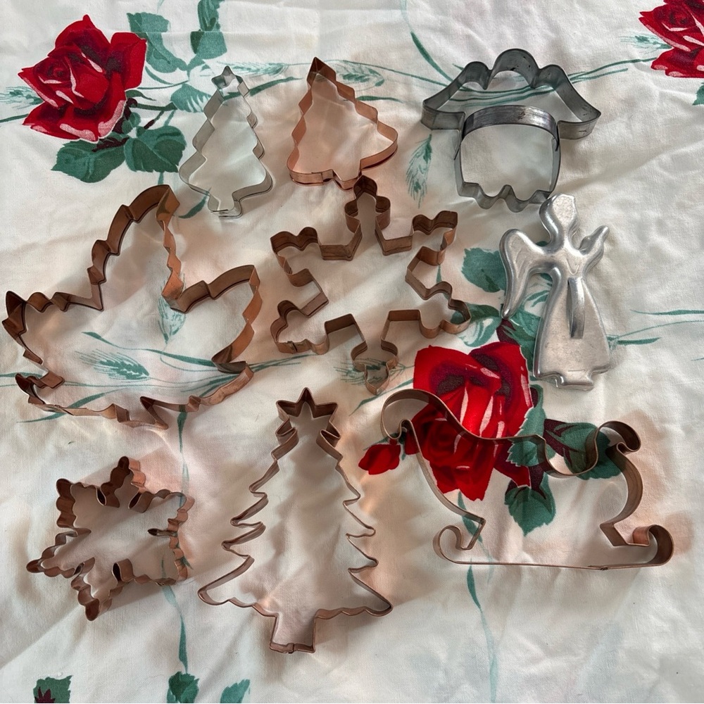 Christmas cookie cutters Lot 9 Large Vintage Heavyweight Copper Cookie Cutters